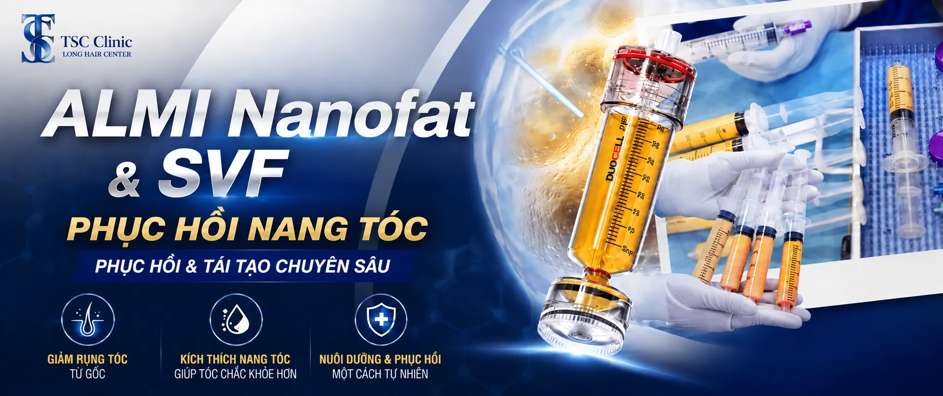 ALMI Nano Fat & SVF – Tăng mật độ tóc bằng tế bào mỡ